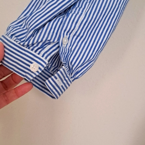 J. Crew Factory Stripe Stretch Cotton Poplin Tiered Dress size L - Picture 6 of 12